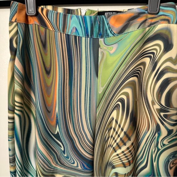 POSTER GIRL Dolls Kill High Rise Hypnosis Habits Swirl Kick Flare Rave Pants XS - Picture 9 of 16